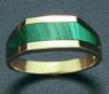 GS250-malachite solid stone inlay ring