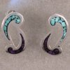 JE1-Sterling silver inlay earrings-turquoise & sugalite inlay