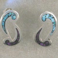 JE1-Sterling Siliver earrings with turquoise and sugalite inlay