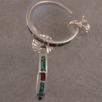 JE22-sterling silver hoop earrings with mosaic stone inlay