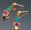 JE30-14kty earrings-trilliant cut garnets & opal inlay