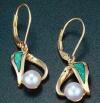 JE36-14kt earrings w/pearls and inlay