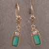 JE47-14kt yellow diamond and opal inlay earrings