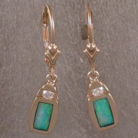 JE47-14kt diamond & opal inlay earrings
