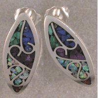 JE6-sterling silver earrings with assorted  mosaic inlay