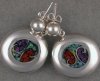 JE8-sterling silver "button" earrings with mosaic inlay
