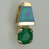 14kt yellow pendant/slide with opal and emerald
