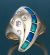 JR106-Dome ring-opal inlay w/diamonds