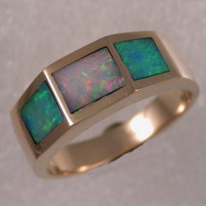 14KT opal inlay ring