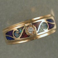 JR135-Inlaid band in 14KT with a diamond