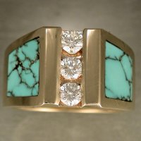 JR186-14KY diamond and turquoise ring