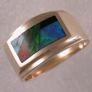 JR198-14KT gold ring with solid stone inlay
