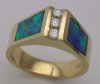 JR59-14kt yellow ring w/Australian Opal inlay and 1/4 TDW