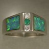 JR59 14KW opal inlay, diamonds & an emerald