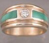 JR80-14kt band with .25 diamond and turquoise inlay