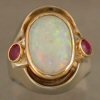 One of a kind ladies opal and ruby ring