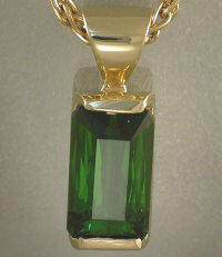One of a kind 14KTY pendant with 9.98 green tourmaline