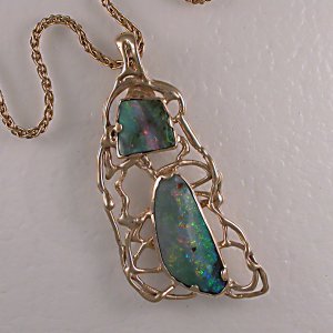 14KT yellow gold Boulder Opal pendant