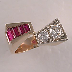 OR38-Custom designed ruby and diamond ring