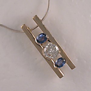 14KT Diamond and Sapphire Pendant