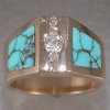 Custom turquoise inlay and diamond ring-14KY
