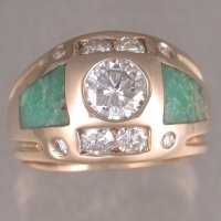 Custom 14KY Turquoise and Diamond Ring