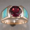 JR116-ring with opal inlay and rhodalite garnet