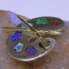Sterling & 14KT painter's pallet pin/pendant