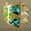 Custom ring-14KT, turquoise, gaspeite,diamonds